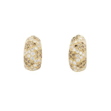 Paire de boucles d'oreilles Cartier Sauvage en or jaune, diamants et diamants bruns