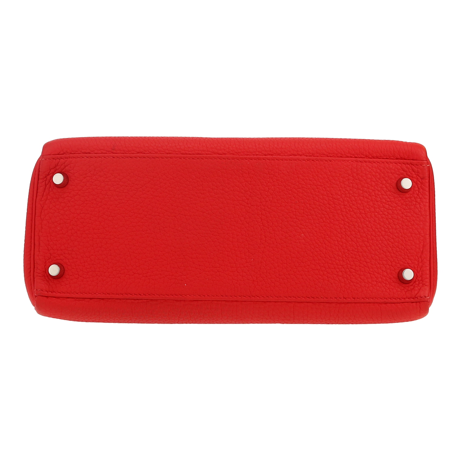 Bolso de mano Hermès  Kelly 28 cm en cuero togo rojo - Detail D1
