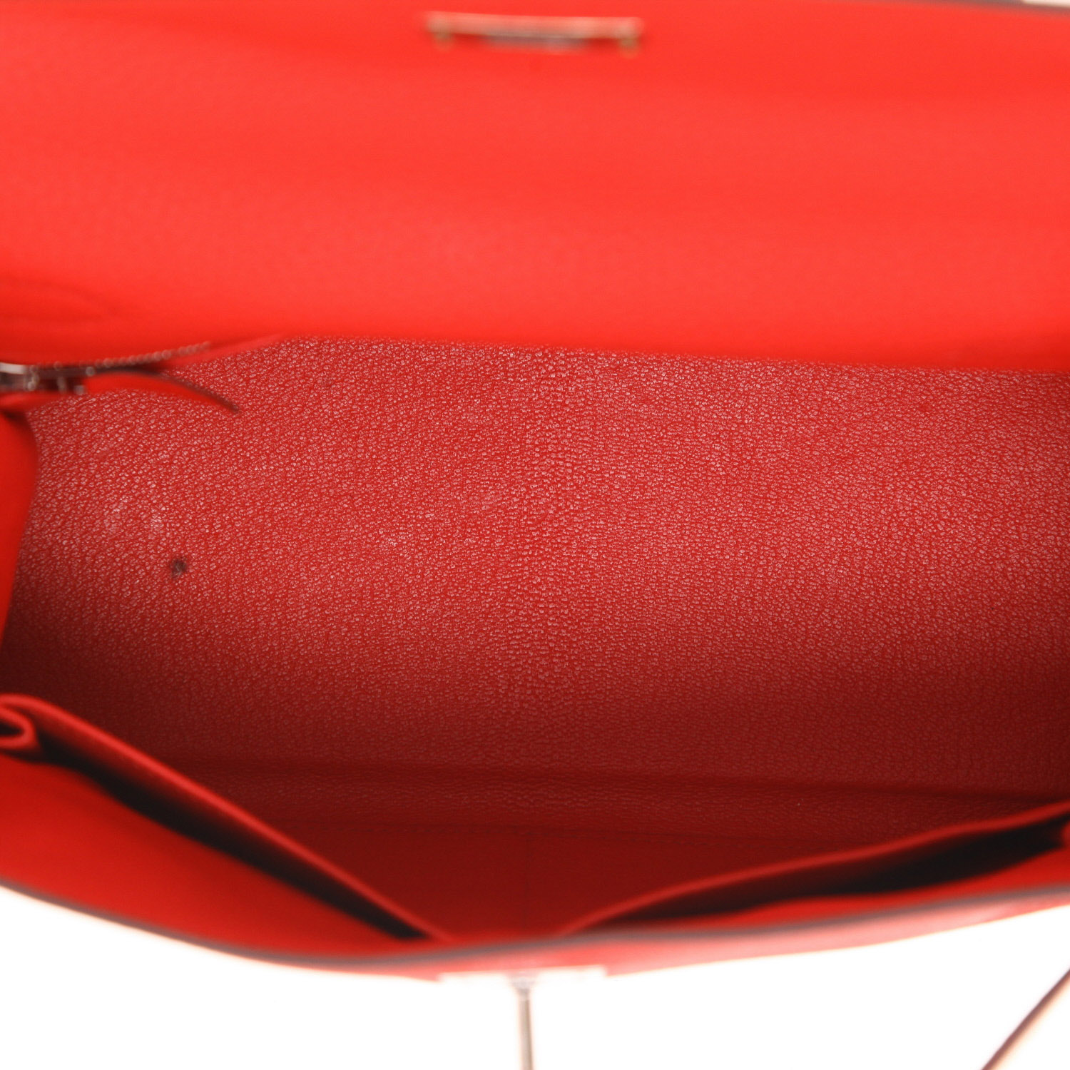 Bolso de mano Hermès  Kelly 28 cm en cuero togo rojo - Detail D3