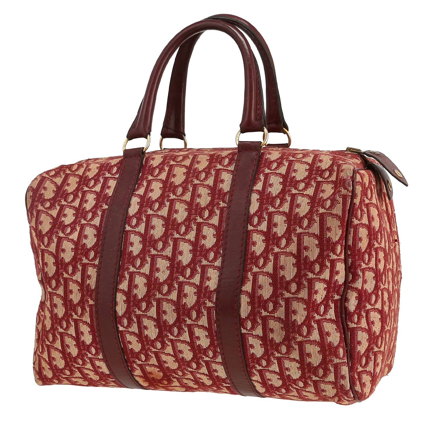 Dior  Vintage handbag  in burgundy monogram canvas Oblique  and burgundy leather - 00pp