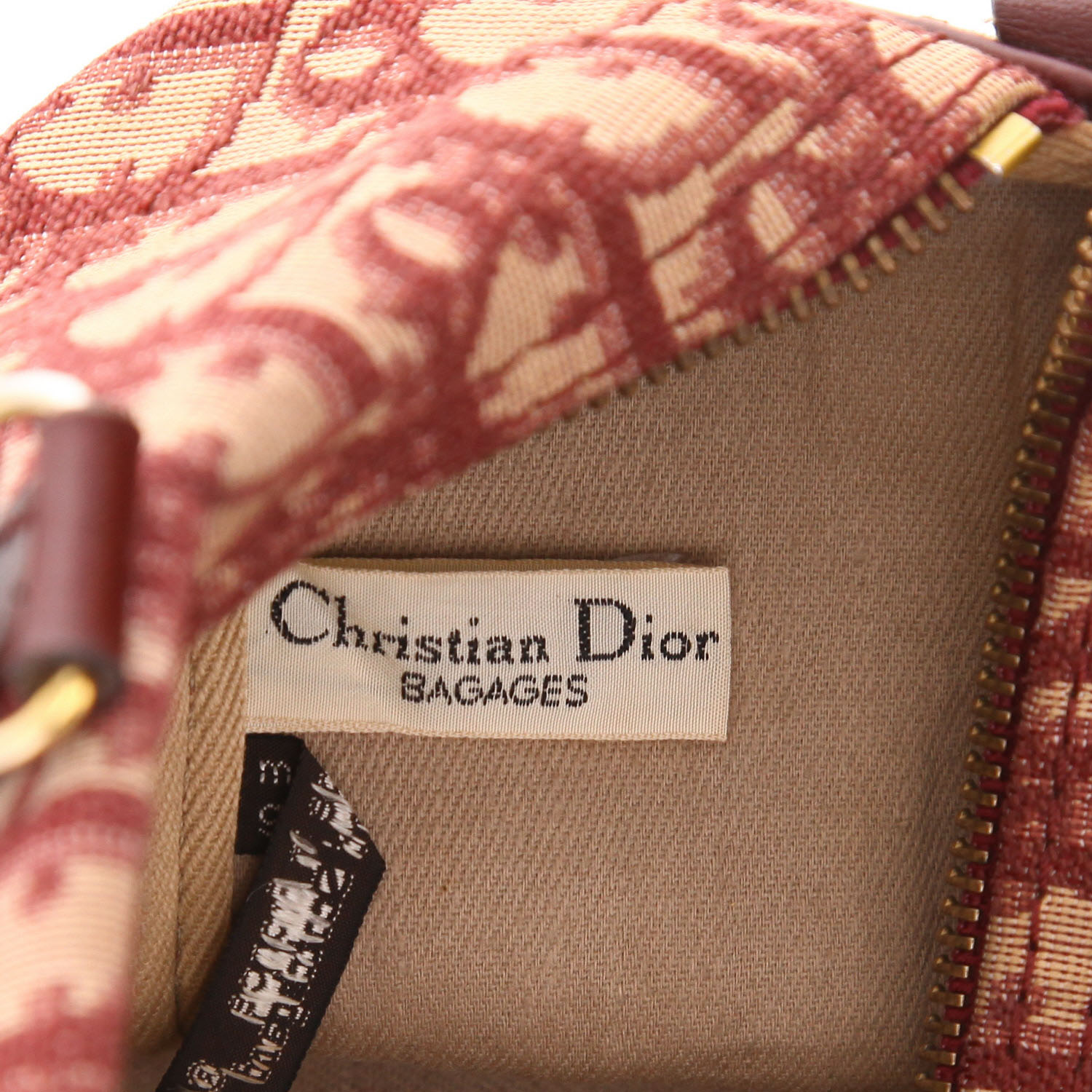 Sac à main Dior  Vintage en toile monogram Oblique bordeaux et cuir bordeaux - Detail D2