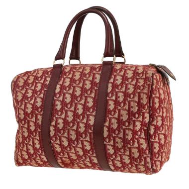 Dior  Vintage handbag  in burgundy monogram canvas Oblique  and burgundy leather