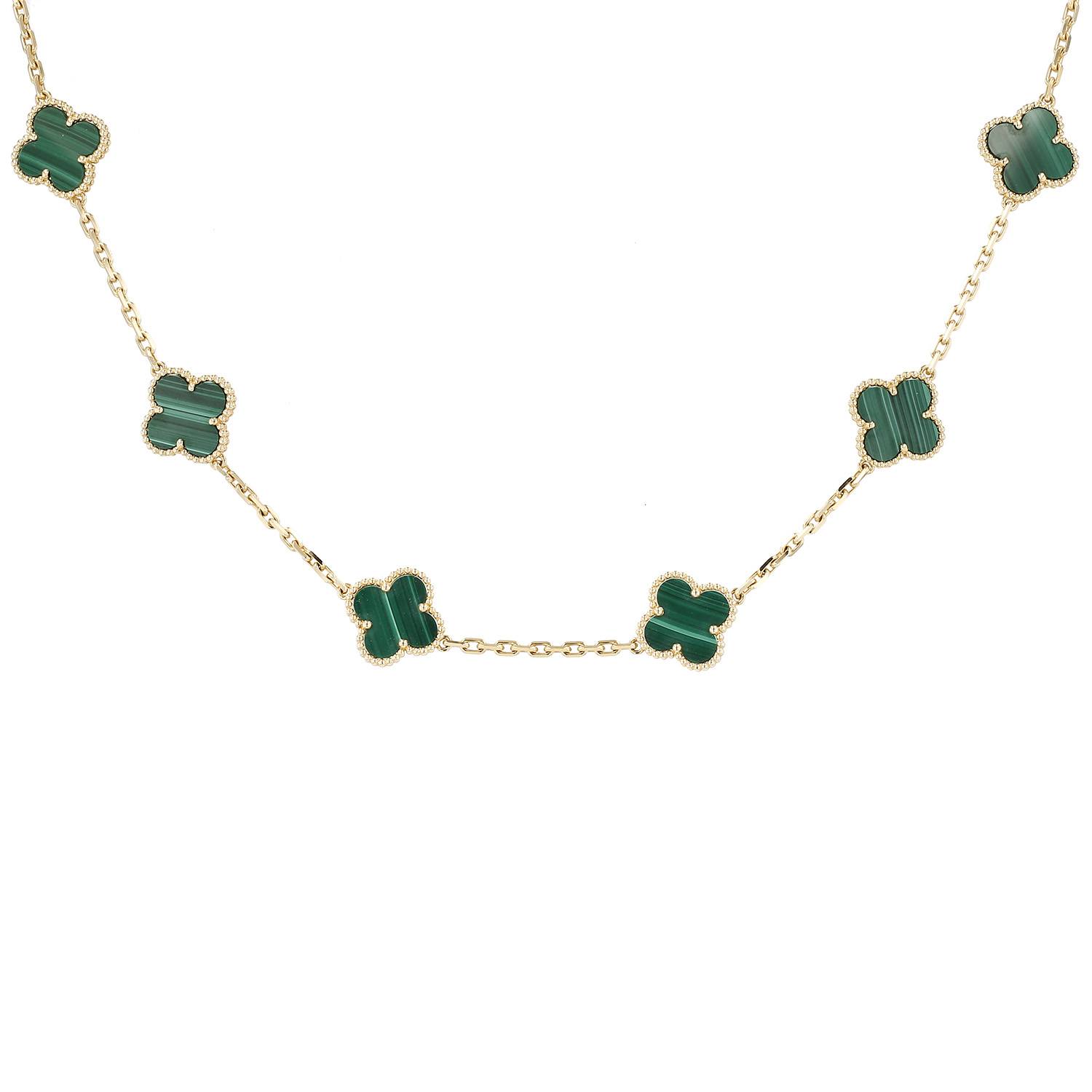 Collier Van Cleef 
Arpels Alhambra Vintage en or jaune et malachite - 00pp