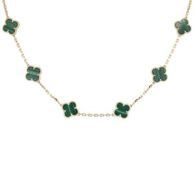 Collar Van Cleef & Arpels Alhambra Vintage en oro amarillo y malachite