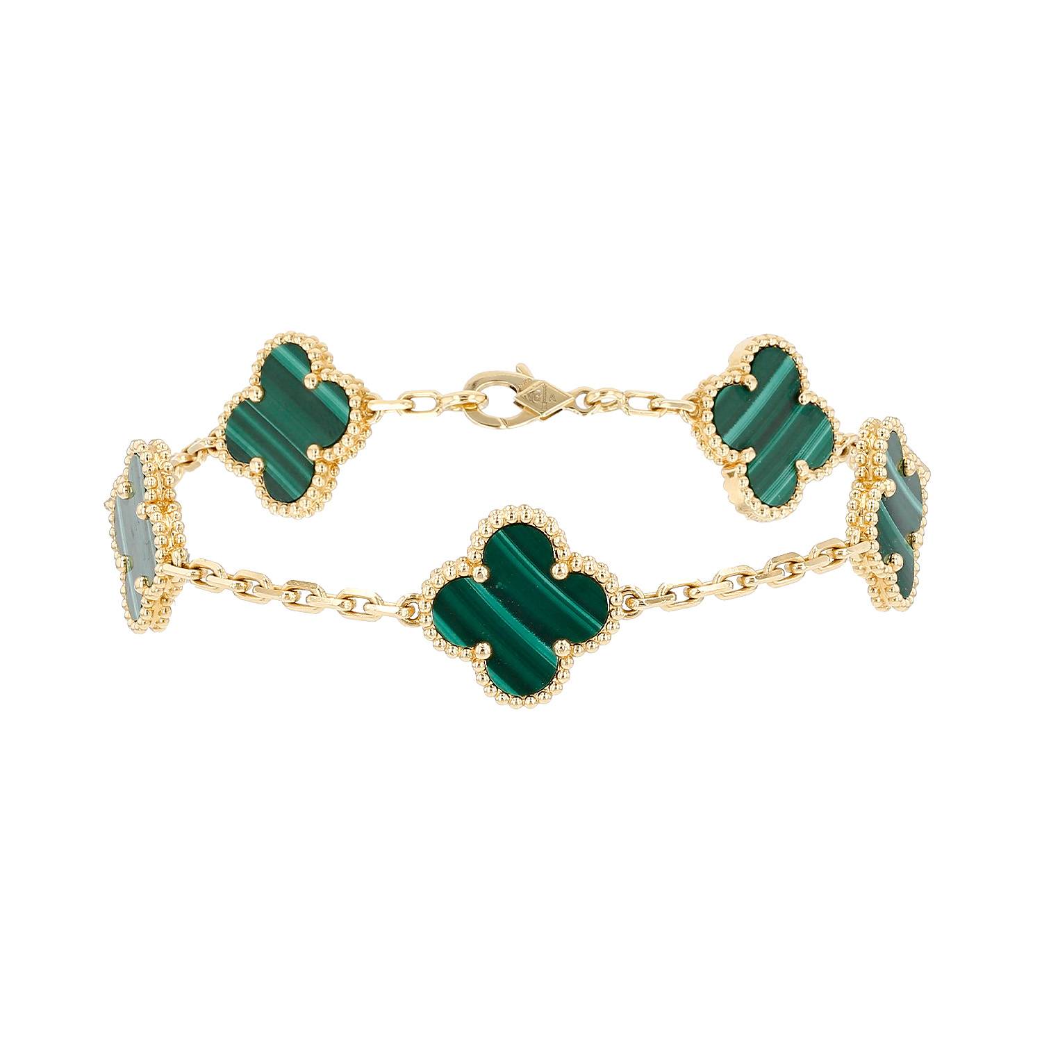 Bracciale Van Cleef 
Arpels Alhambra Vintage in oro giallo e malachite - 00pp