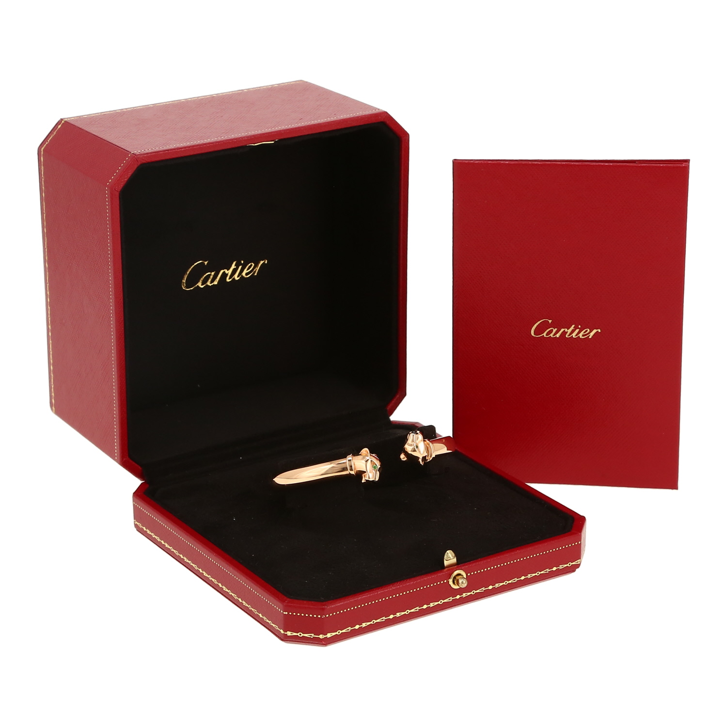 Cartier Panthère bracelet in pink gold, onyx and tsavorites, size 17 - Detail D2