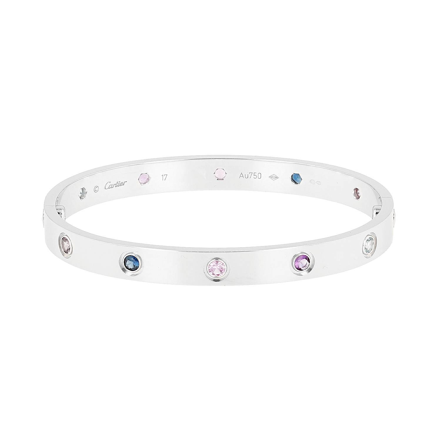 Cartier Love Passion bracelet in white gold and colored stones, size 17 - 00pp