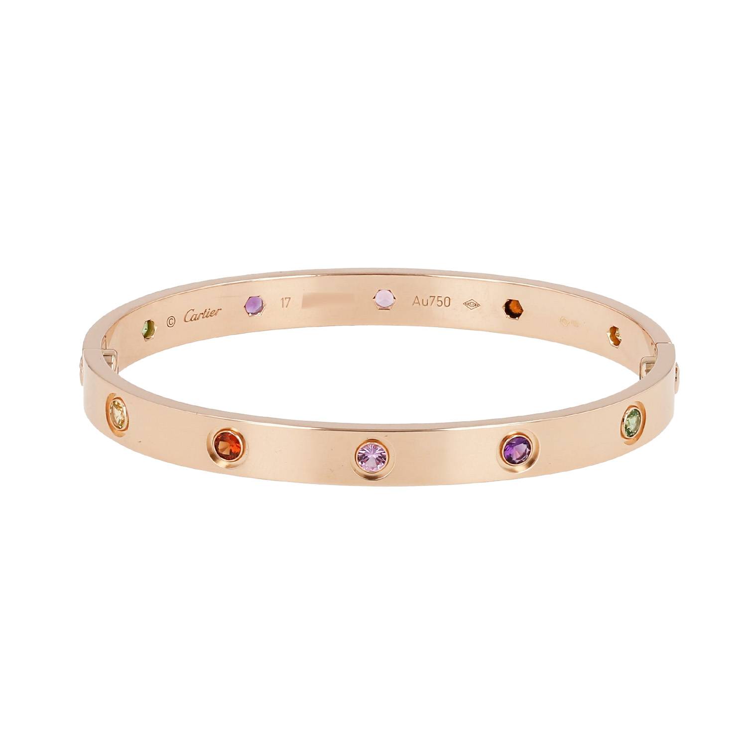 Cartier Love Passion bracelet in pink gold and colored stones, size 17 - 00pp