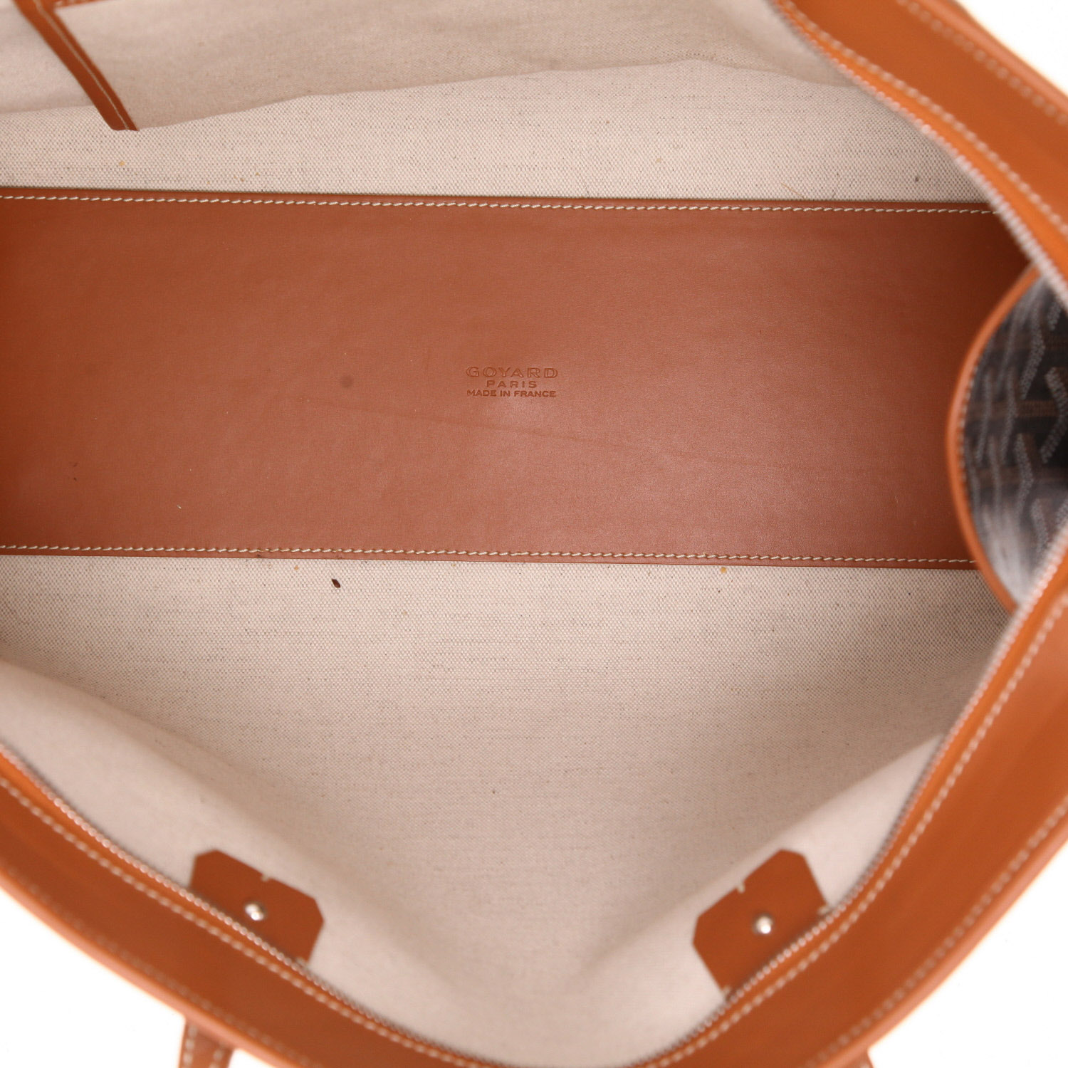 Bolso Cabás Goyard  Marquise en tela Goyardine negra y cuero marrón - Detail D3