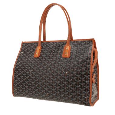 Goyard  Marquise shopping bag  in black Goyard canvas  and brown leather