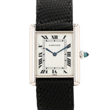 Reloj Cartier Tank Louis Cartier modelo pequeño  de oro blanco Circa 1975