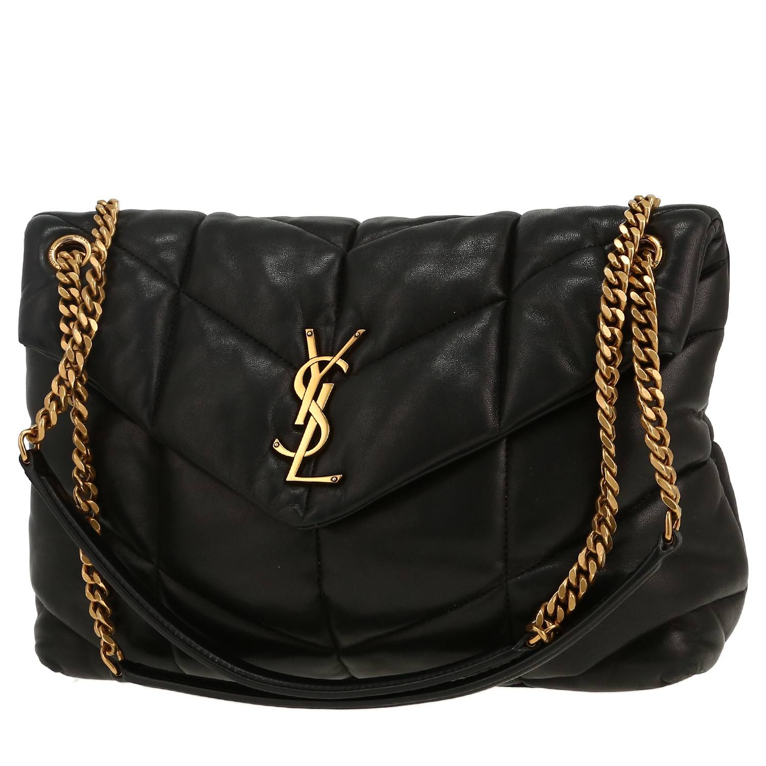 Sac bandoulière Saint Laurent  Puffer en cuir matelassé noir