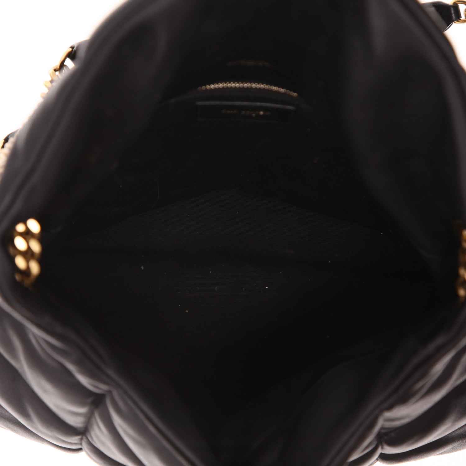 Saint Laurent  Puffer shoulder bag  in black quilted leather - Detail D3