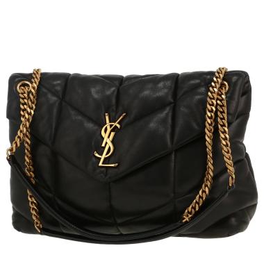 Sac bandoulière Saint Laurent  Puffer en cuir matelassé noir