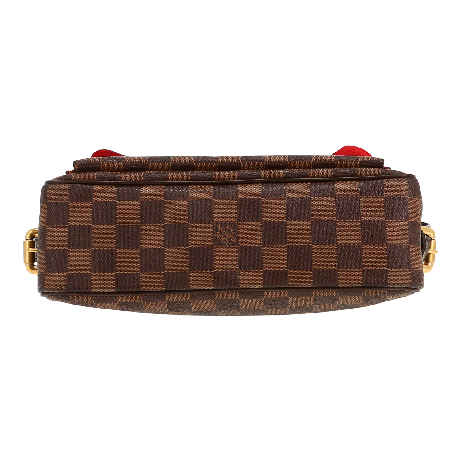 Sac à main Louis Vuitton  Ravello en toile damier ébène et cuir marron - Detail D1