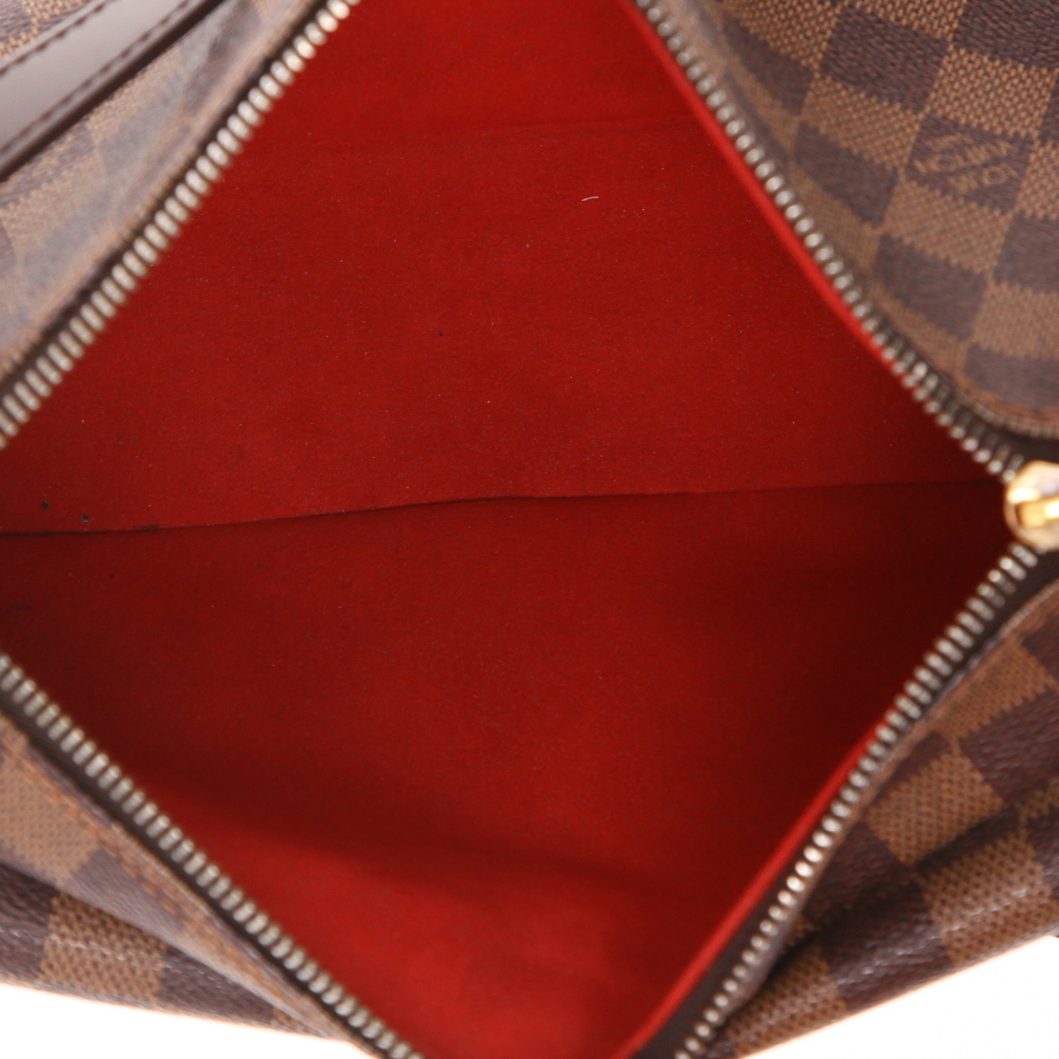Sac à main Louis Vuitton  Ravello en toile damier ébène et cuir marron - Detail D3