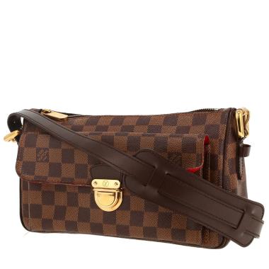Bolso de mano Louis Vuitton  Ravello en lona a cuadros ébano y cuero marrón