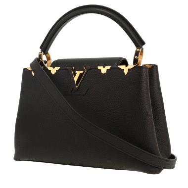 Bolso de mano Louis Vuitton  Capucines modelo mediano  en cuero granulado negro