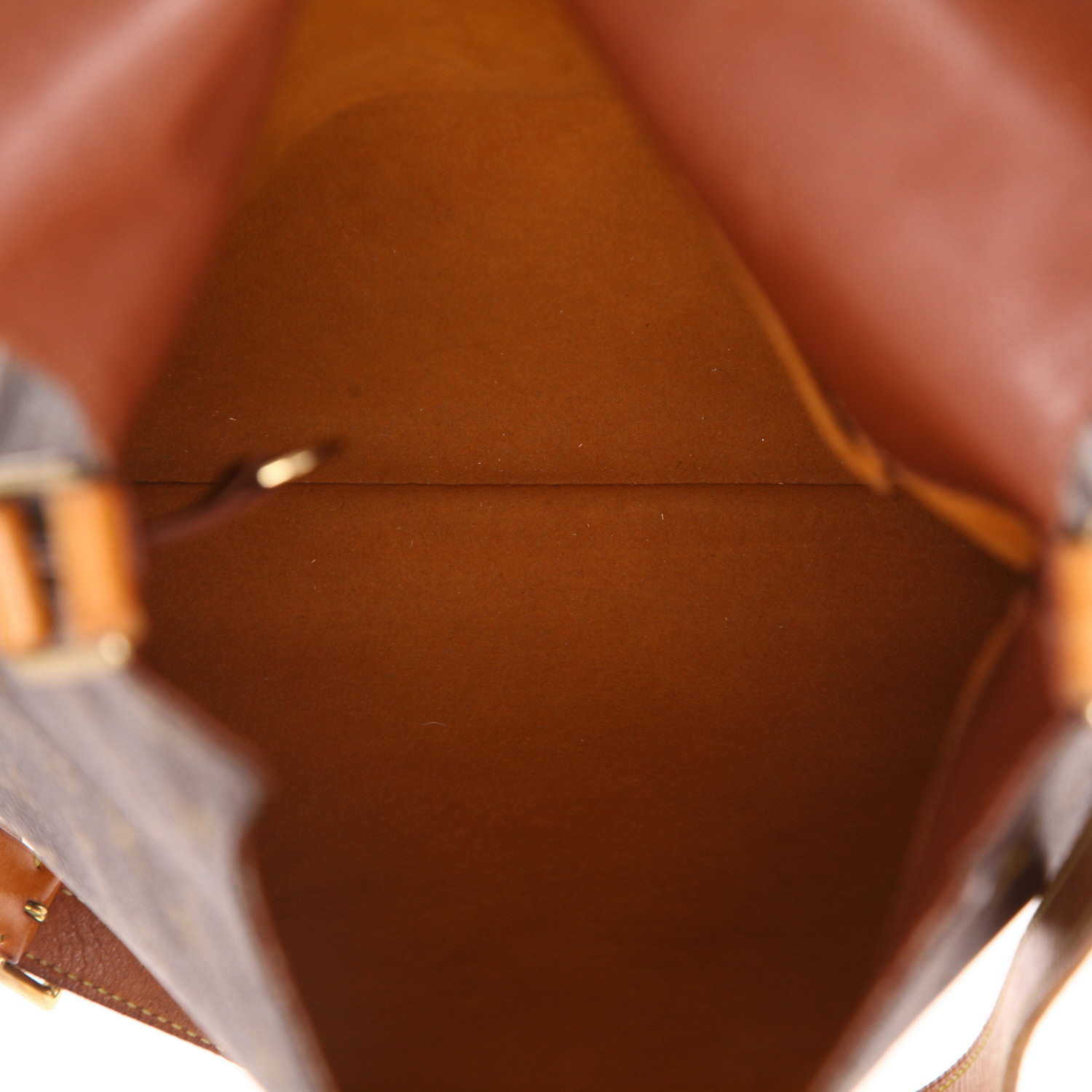 Sac bandoulière Louis Vuitton  Musette en toile monogram marron et cuir naturel - Detail D3