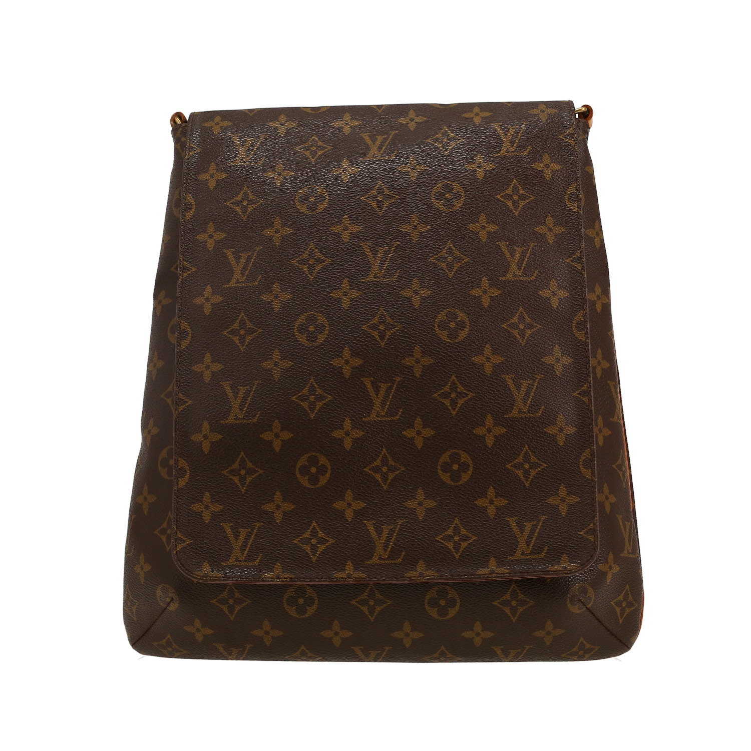 Sac bandoulière Louis Vuitton  Musette en toile monogram marron et cuir naturel - Detail D4
