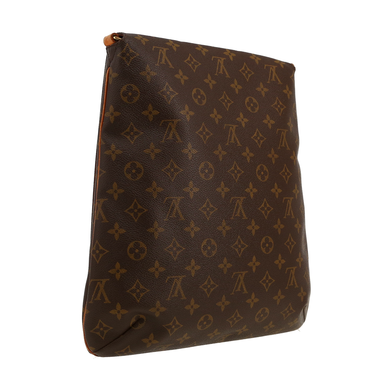 Sac bandoulière Louis Vuitton  Musette en toile monogram marron et cuir naturel - Detail D8