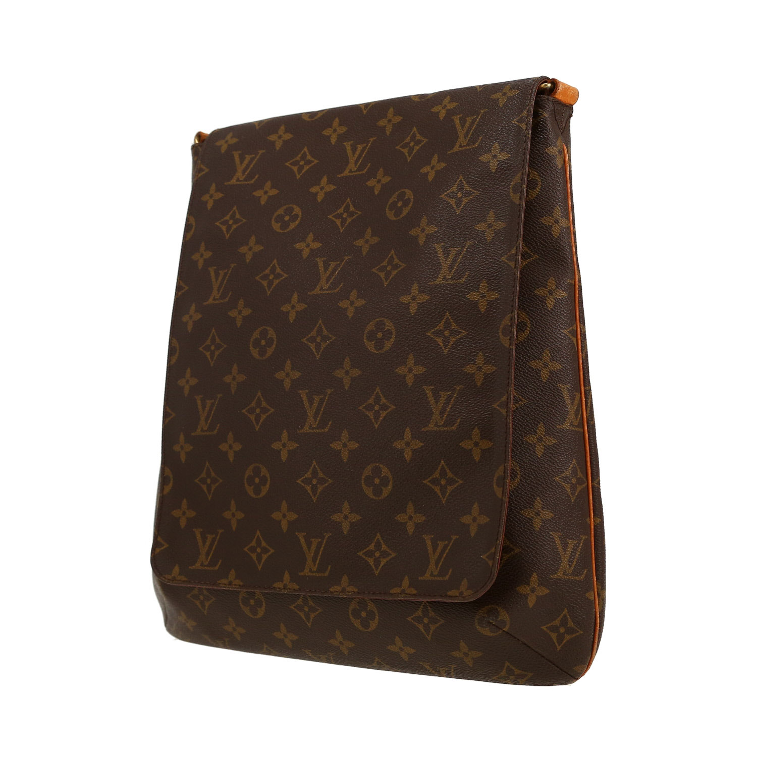 Sac bandoulière Louis Vuitton  Musette en toile monogram marron et cuir naturel - Detail D9