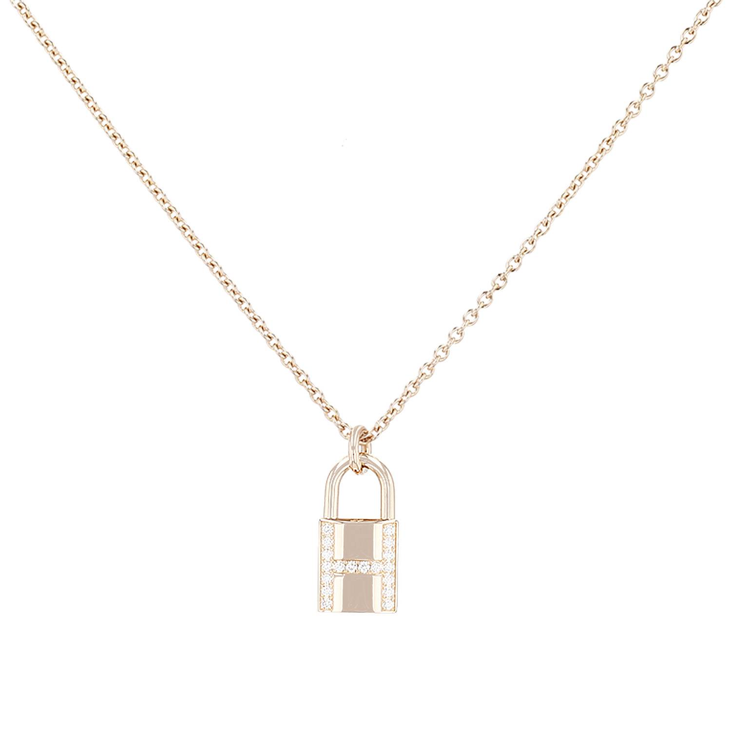 Hermès Cadenas necklace in pink gold and diamonds
