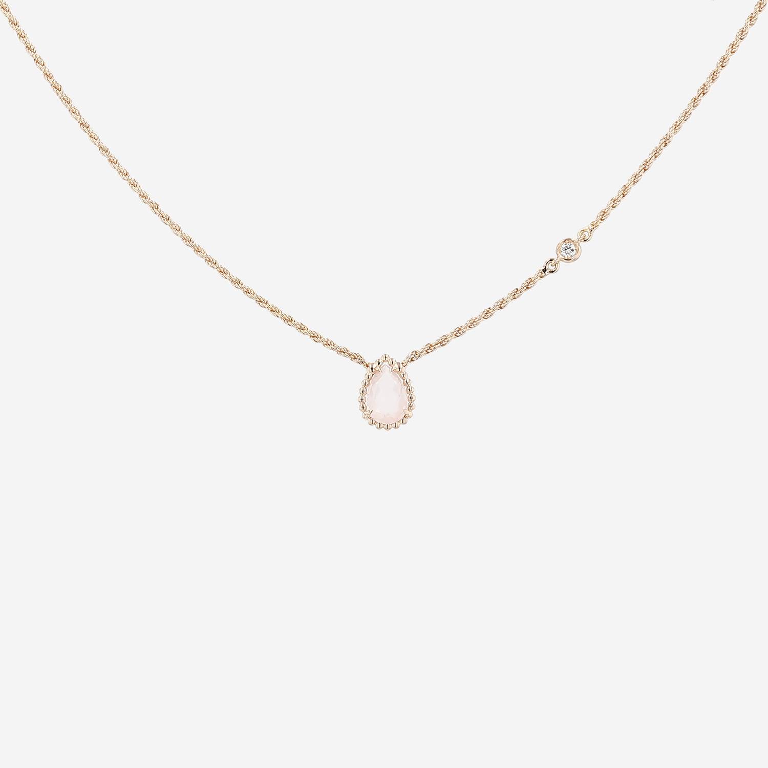 Collana Boucheron Serpent Bohème taglia XS in oro rosa, quarzo rosa e diamanti