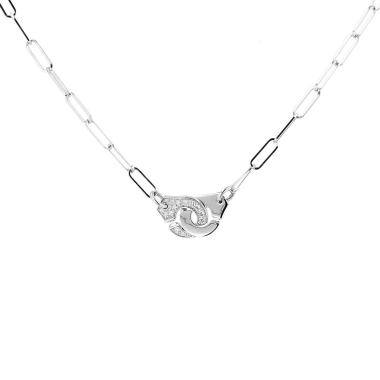 Collier Dinh Van Menottes R10 en or blanc et diamants