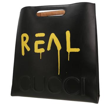 Gucci  Ghost shopping bag  in black and yellow leather