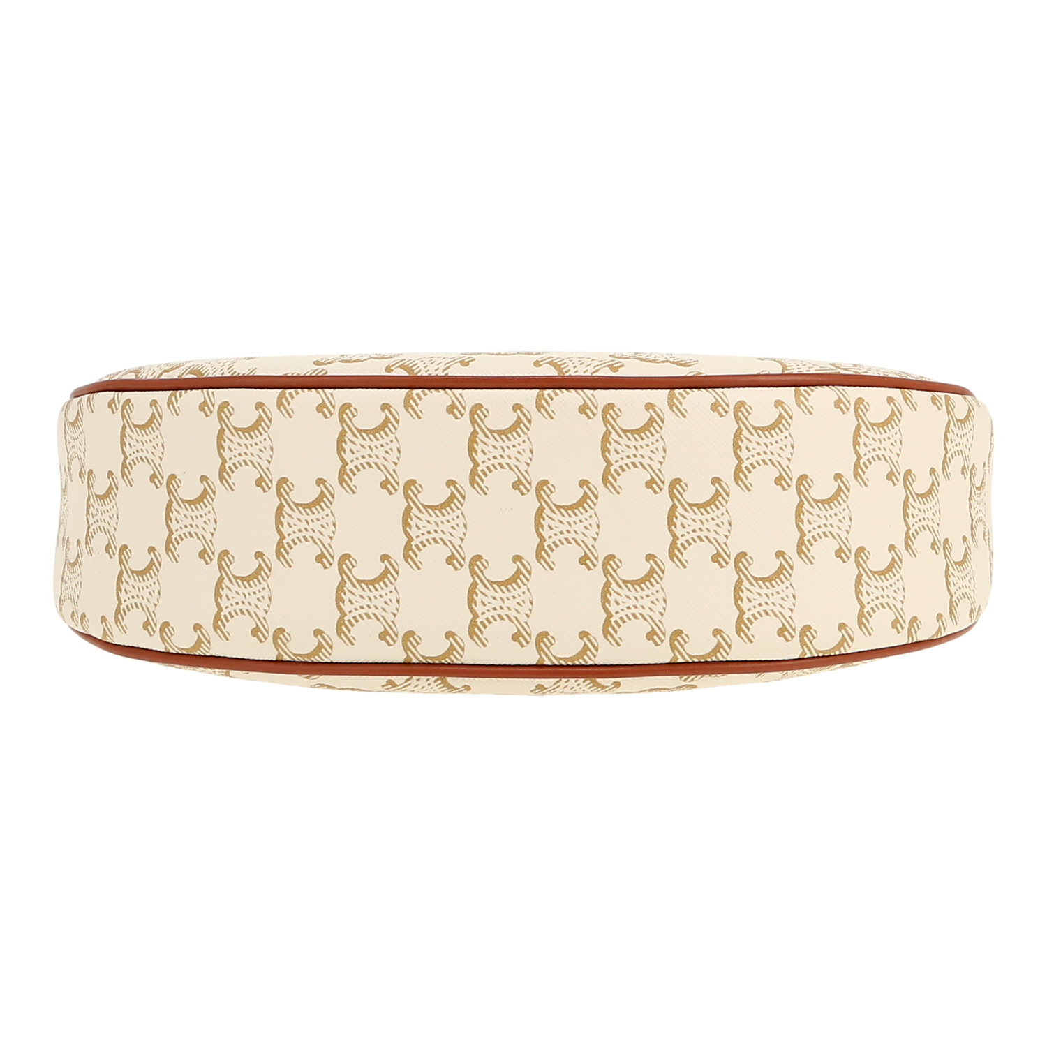 Celine  Ava handbag  in white "Triomphe" canvas  and brown leather - Detail D1