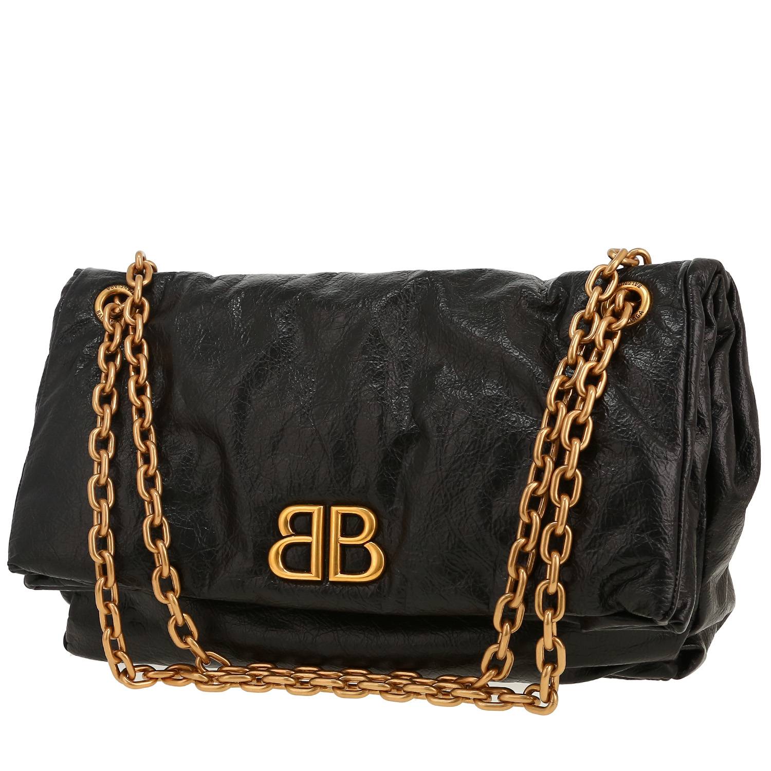 Borsa Balenciaga  Monaco modello medio  in pelle invecchiata nera
