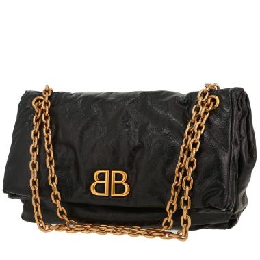 Borsa Balenciaga  Monaco modello medio  in pelle invecchiata nera