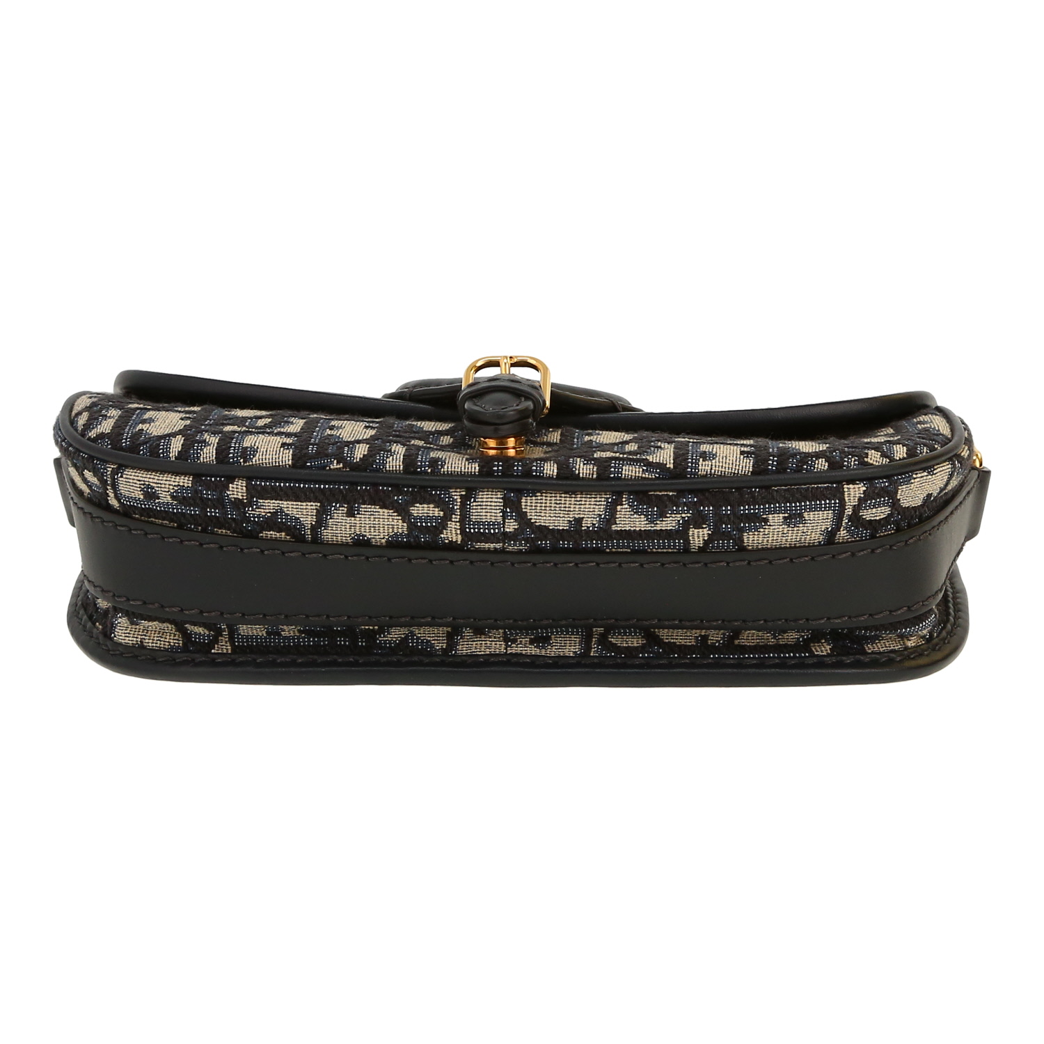 Dior  Bobby East-West shoulder bag  in navy blue monogram canvas Oblique  and navy blue leather - Detail D1