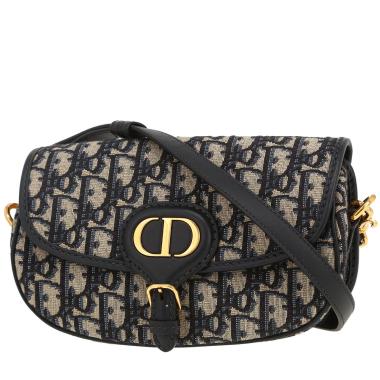 Sac bandoulière Dior  Bobby East-West en toile monogram Oblique bleu-marine et cuir bleu-marine