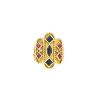 Bague Vintage  en or jaune, saphirs et rubis - 360 thumbnail