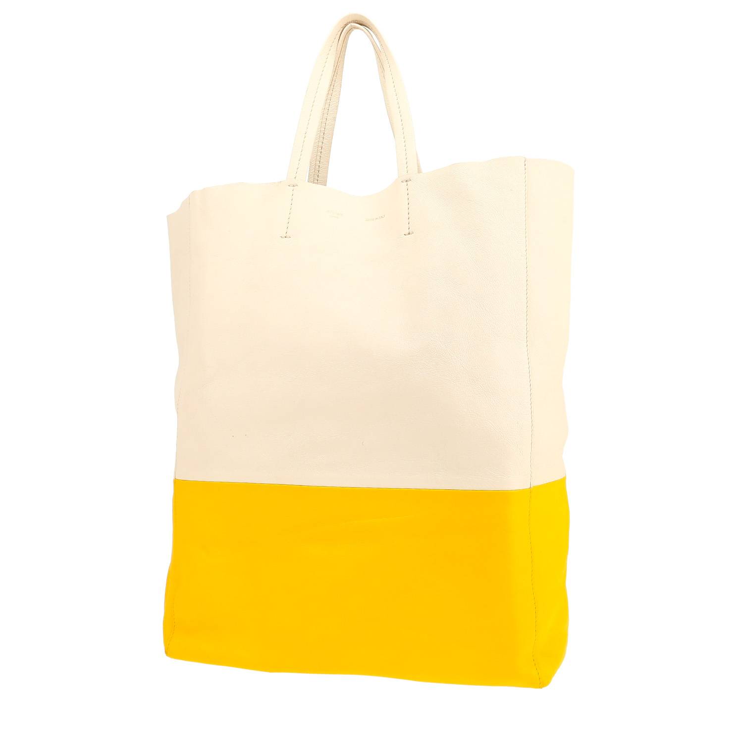 Celine shopping bag in beige and yellow leather