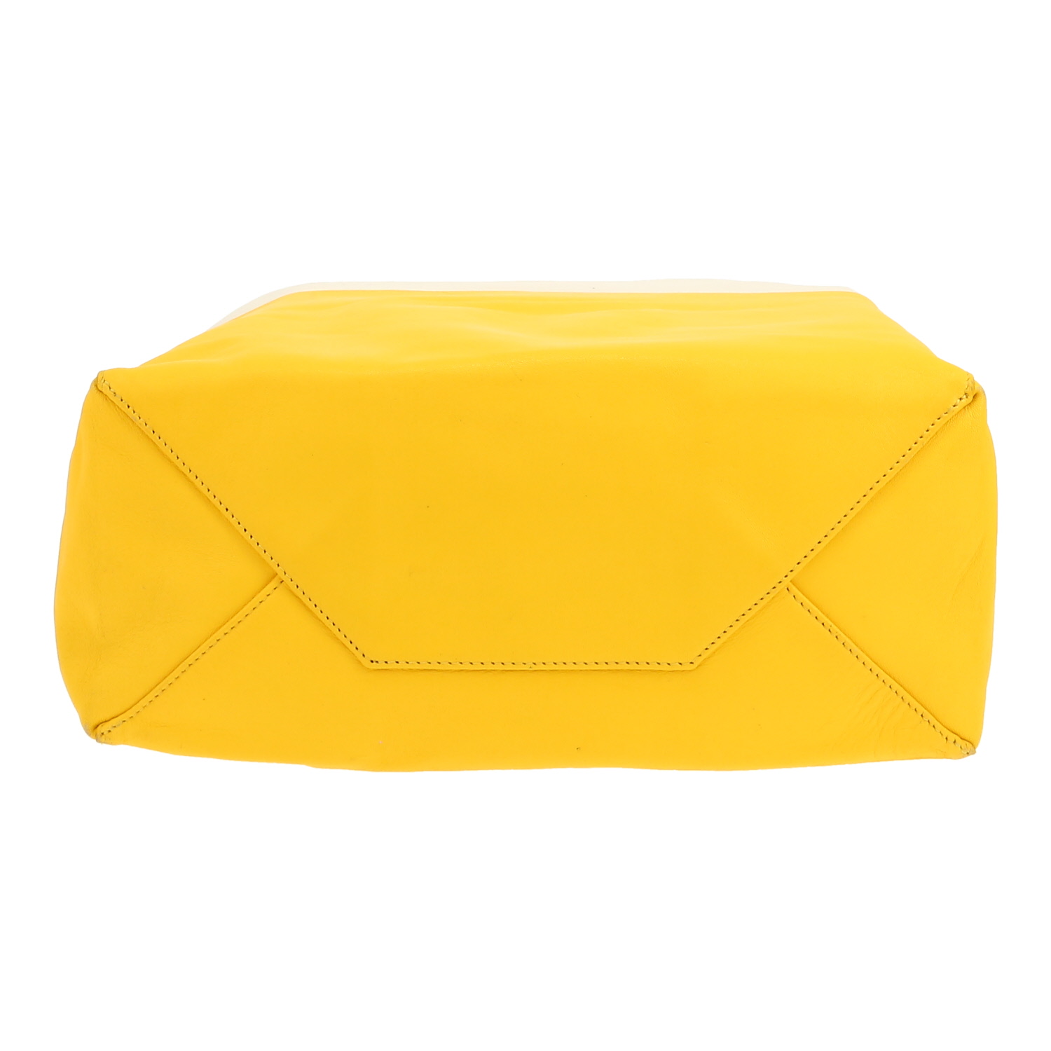 Sac cabas Celine   en cuir beige et jaune - Detail D1