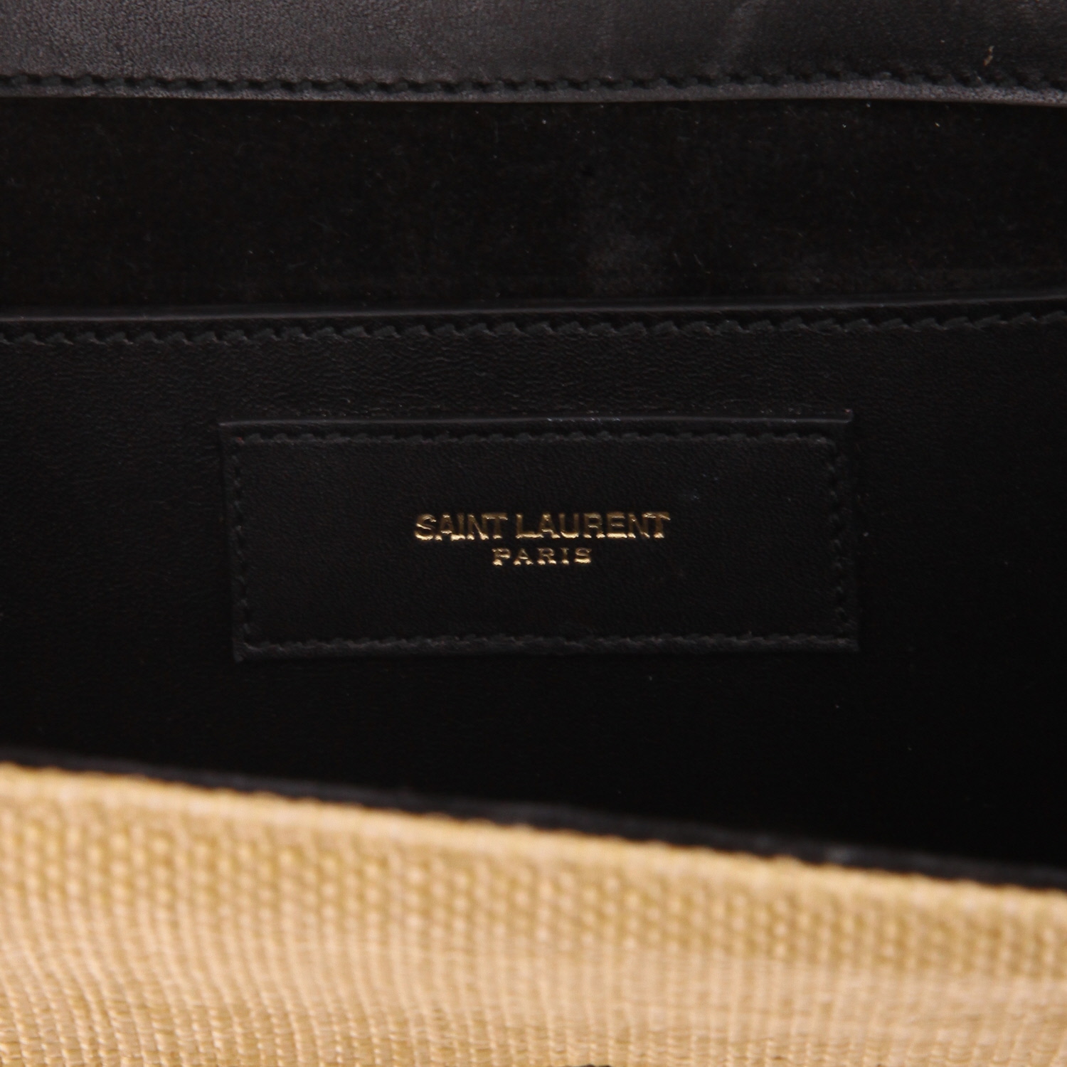 Borsa a tracolla Saint Laurent  Betty in rafia e pelle nera - Detail D2