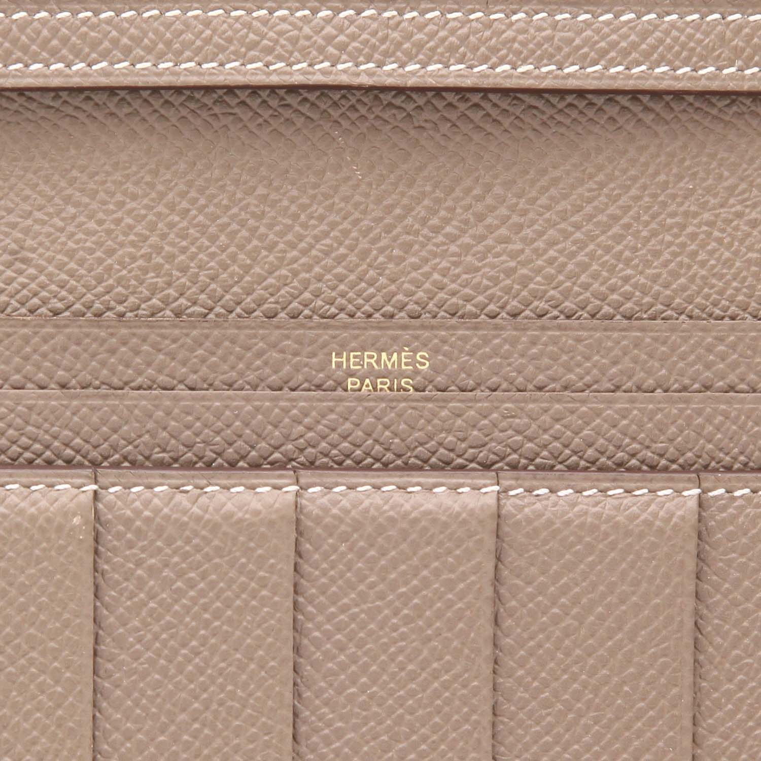 Portafogli Hermès  Bearn in pelle Epsom etoupe - Detail D2