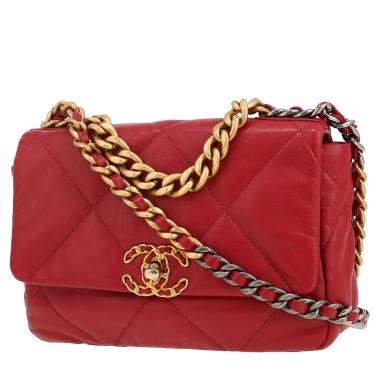 Sac bandoulière Chanel  19 en cuir matelassé rouge