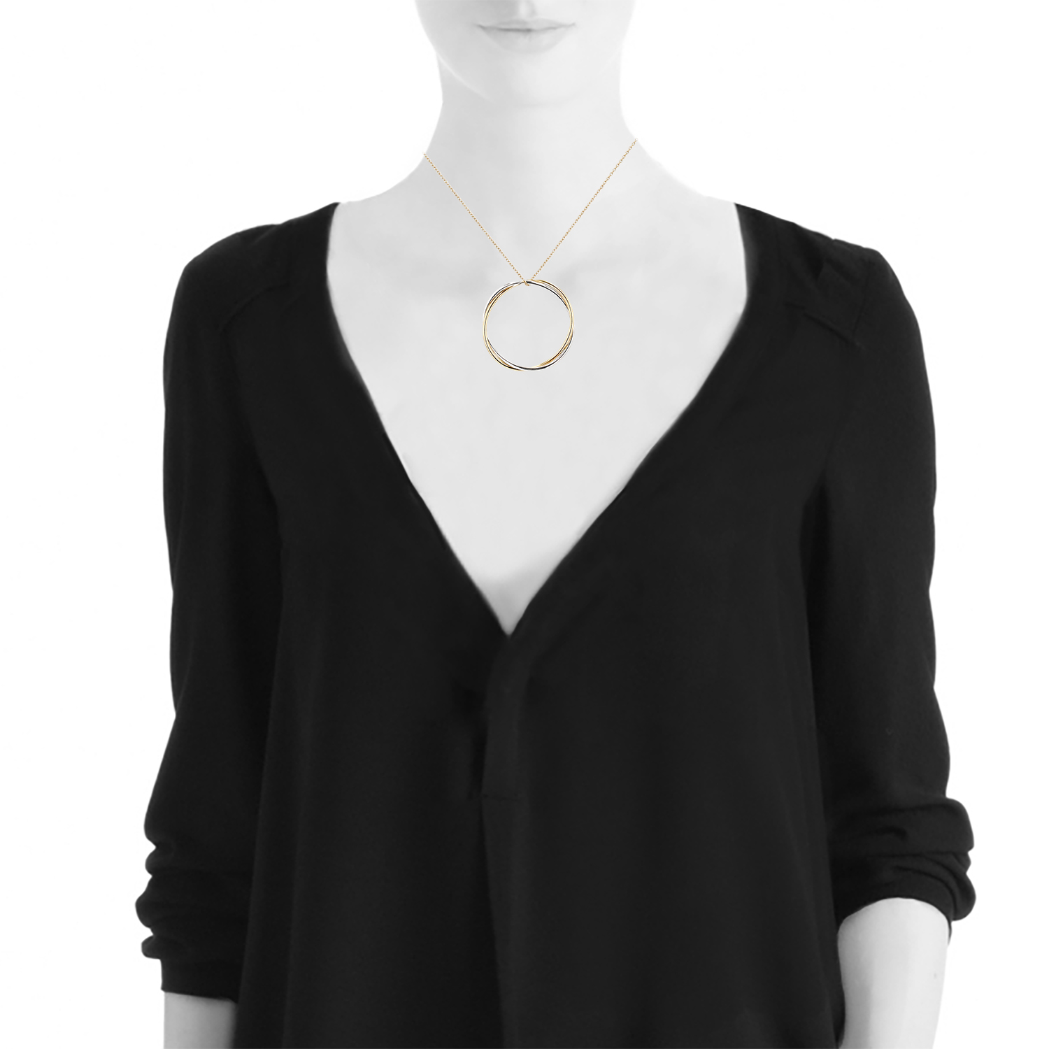 Collier Poiray Tresse en or jaune et or blanc - Detail D1