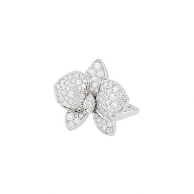 Anello Cartier Caresse d'Orchidées modello grande in oro bianco e diamanti