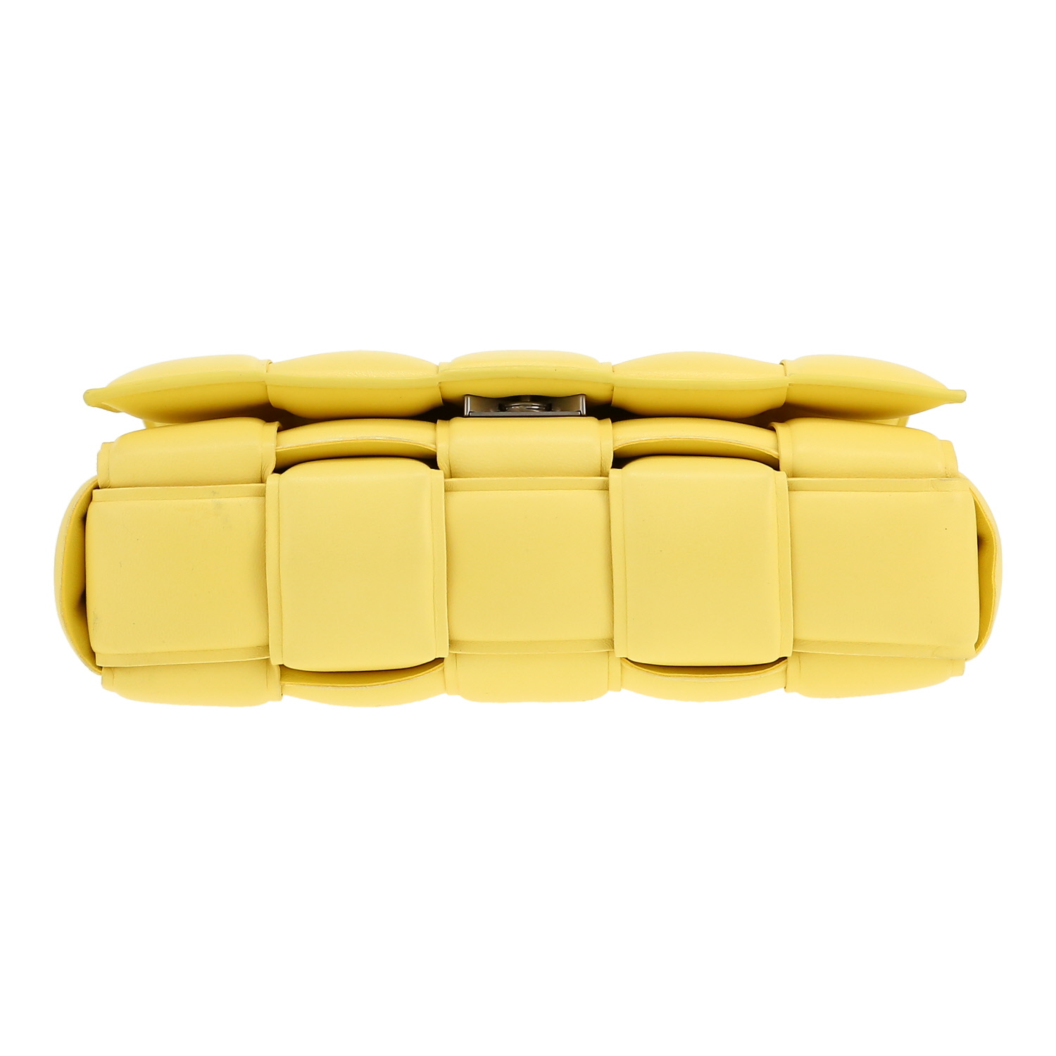 Borsa a tracolla Bottega Veneta  Cassette in pelle intrecciata gialla - Detail D1
