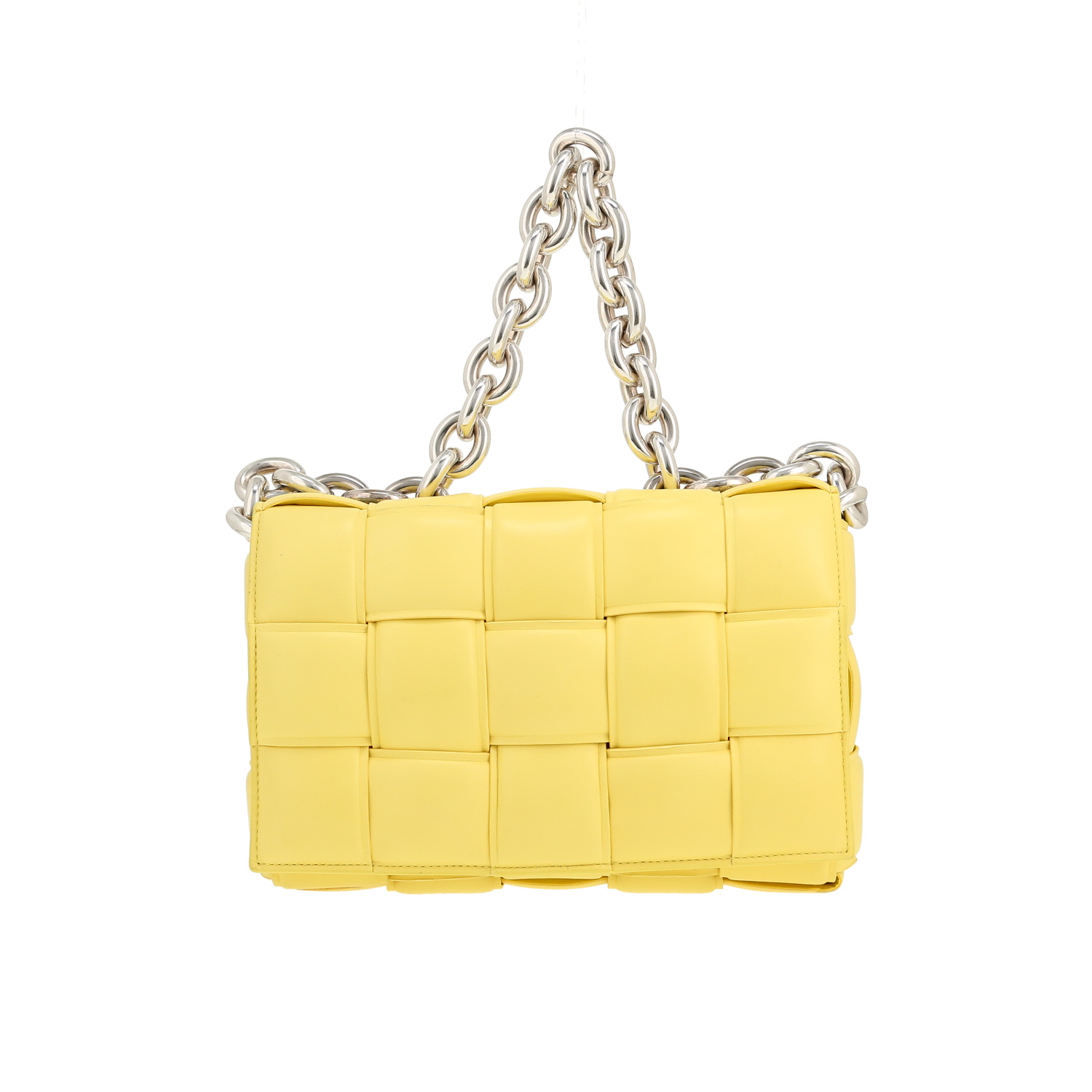 Borsa a tracolla Bottega Veneta  Cassette in pelle intrecciata gialla - Detail D4