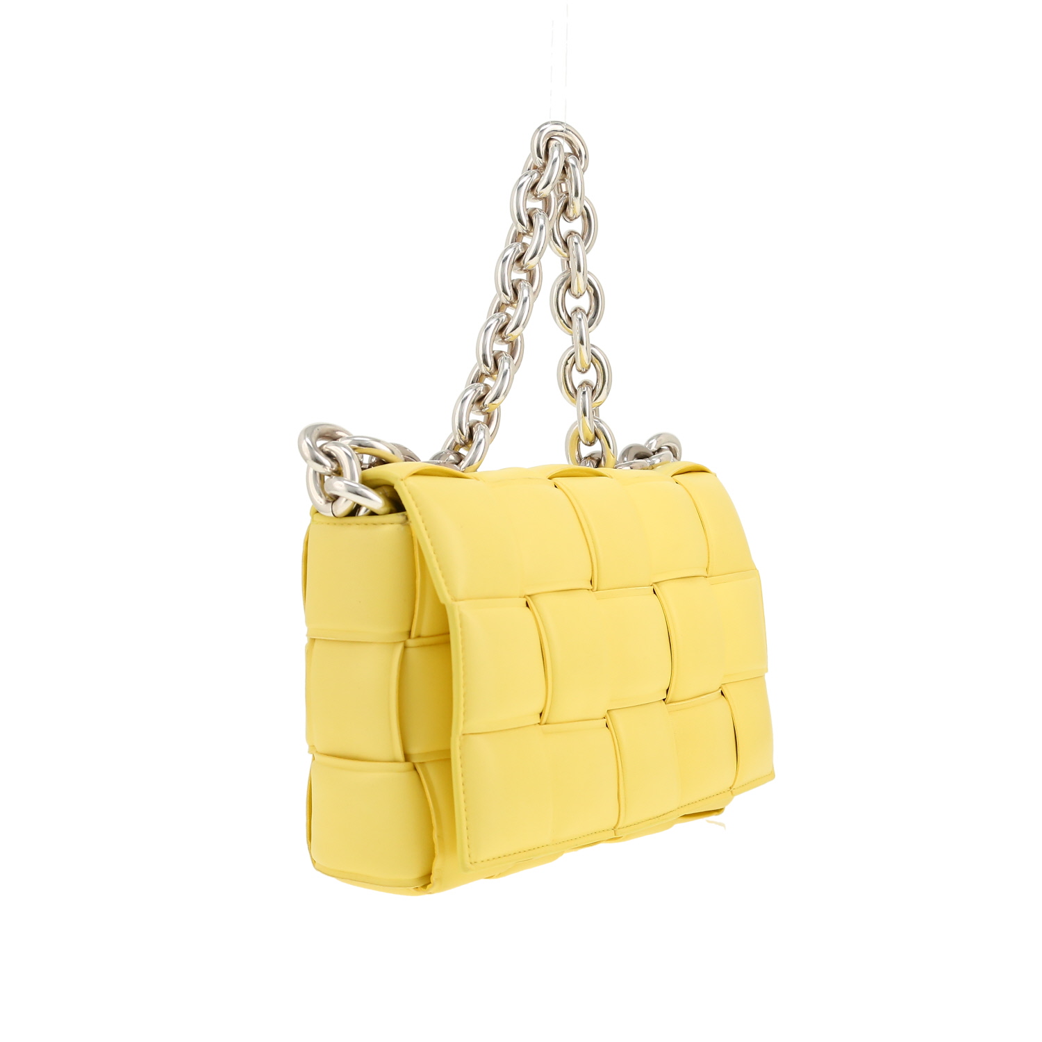 Borsa a tracolla Bottega Veneta  Cassette in pelle intrecciata gialla - Detail D5