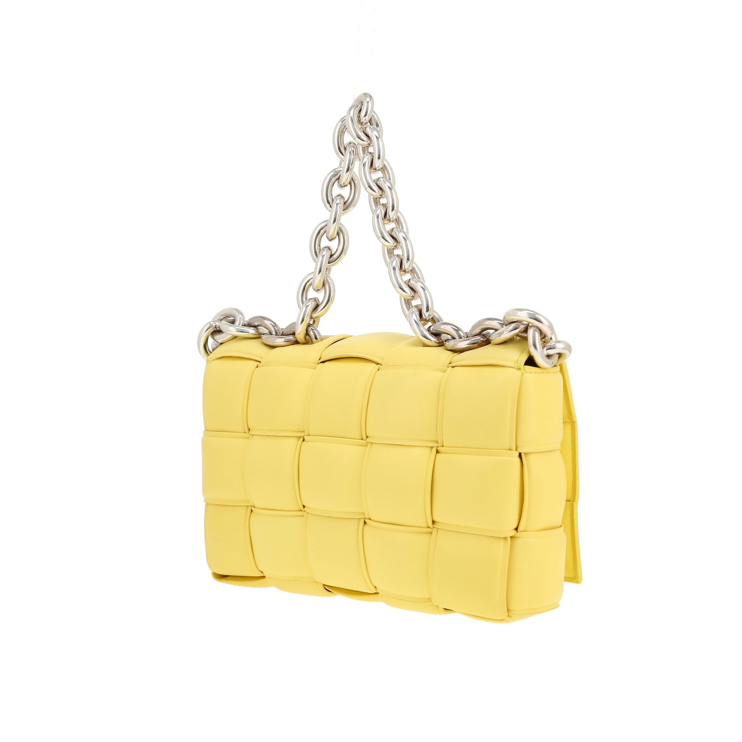 Sac bandoulière Bottega Veneta  Cassette en cuir intrecciato jaune - Detail D6