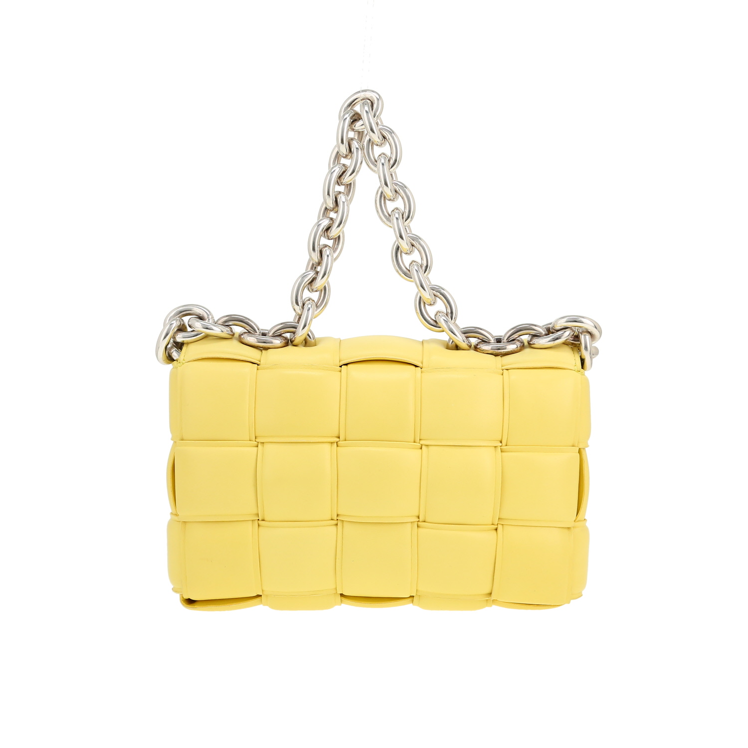 Sac bandoulière Bottega Veneta  Cassette en cuir intrecciato jaune - Detail D7