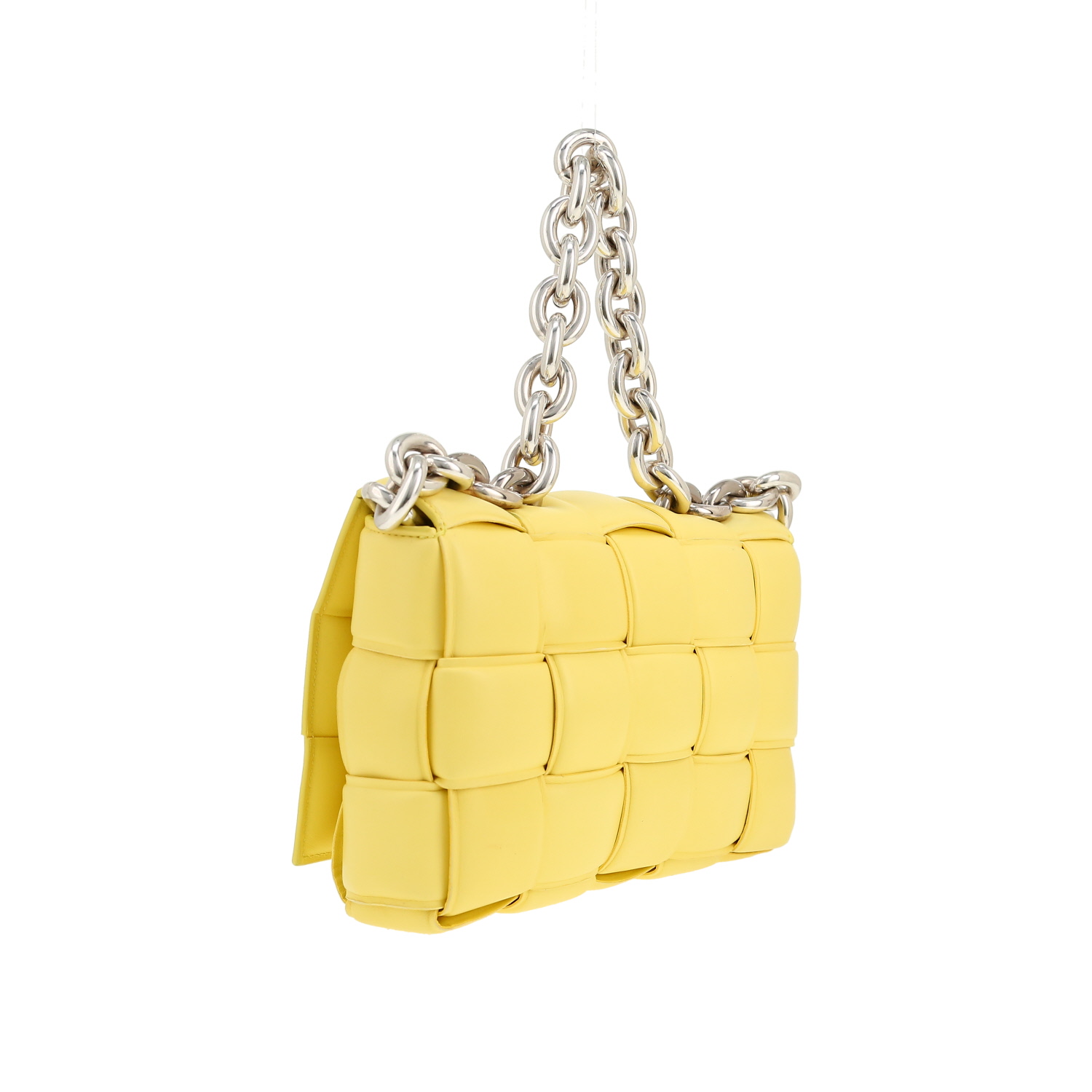 Sac bandoulière Bottega Veneta  Cassette en cuir intrecciato jaune - Detail D8