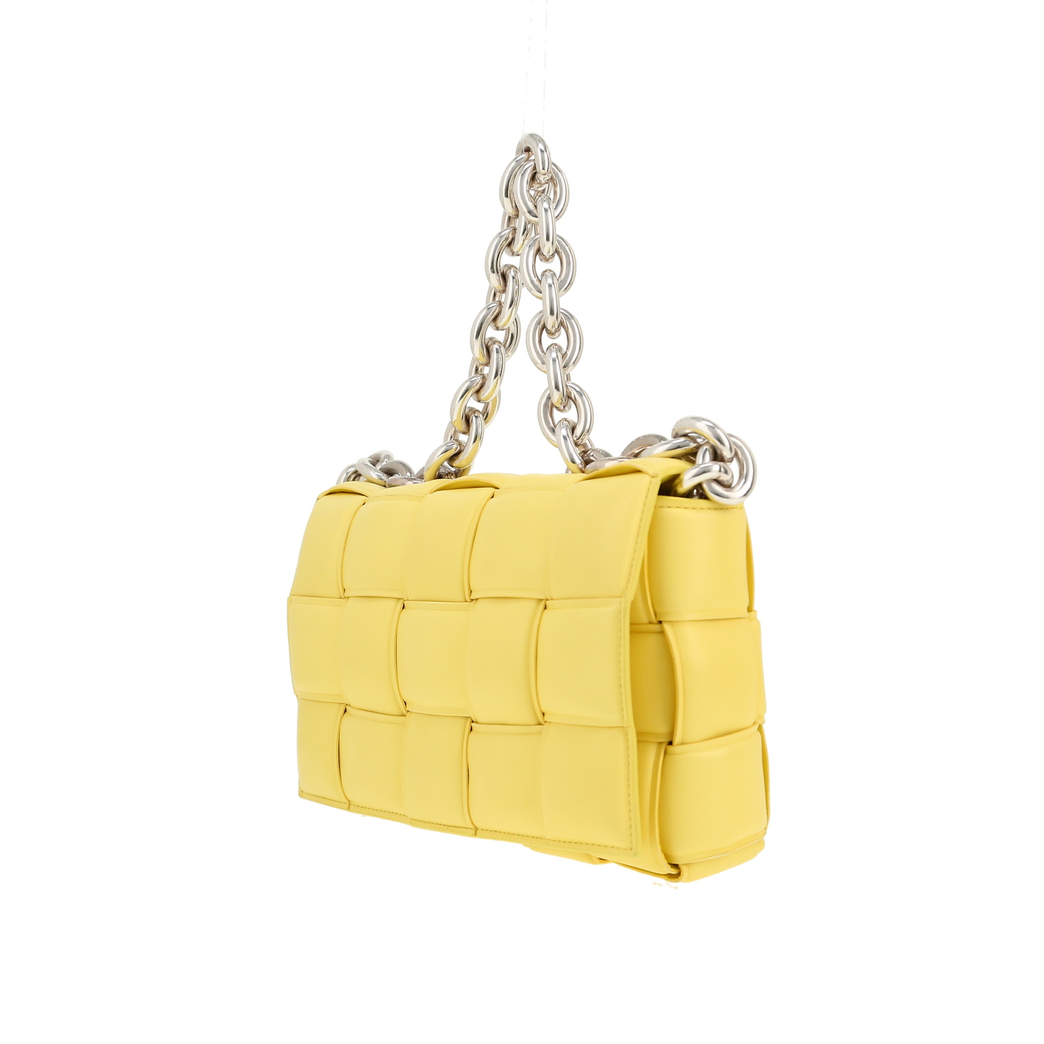Sac bandoulière Bottega Veneta  Cassette en cuir intrecciato jaune - Detail D9